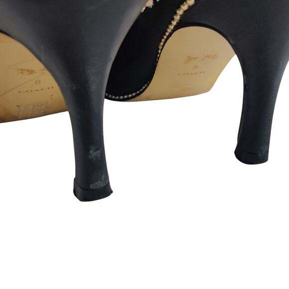 Coach Women's Sz 8 Wynie Bootie Cinched Black Leather Pointy Toe Stiletto Heel - Picture 6 of 10